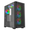 Vida Versa Black ARGB Gaming Case w/ Glass Side & Glass/Mesh Front, ATX, 6x ARGB Fans, 6-Port Fan Hub & Remote Control