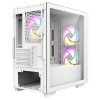 CIT Level 4 White Micro ATX Gaming PC Case Mesh Front Glass Side 3xARGB Fans