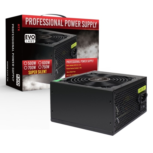 EVO Labs BR500-12BL 500W Black ATX Power Supply PSU