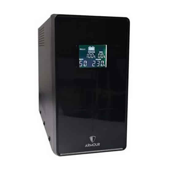 VIDA Armour 1000VA UPS, 600W, LCD Display, 3x UK Plug, 2x RJ45, 3x IEC, USB