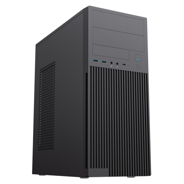 CiT Academy Mid-Tower Office Business PC Case With USB Type C and 80mm Rear Black Fan and 500W Power Supply Included