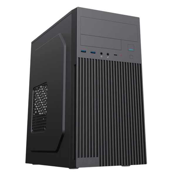 CiT Mentor Micro-ATX Office PC Case With USB Type C and 80mm Rear Black Fan Included