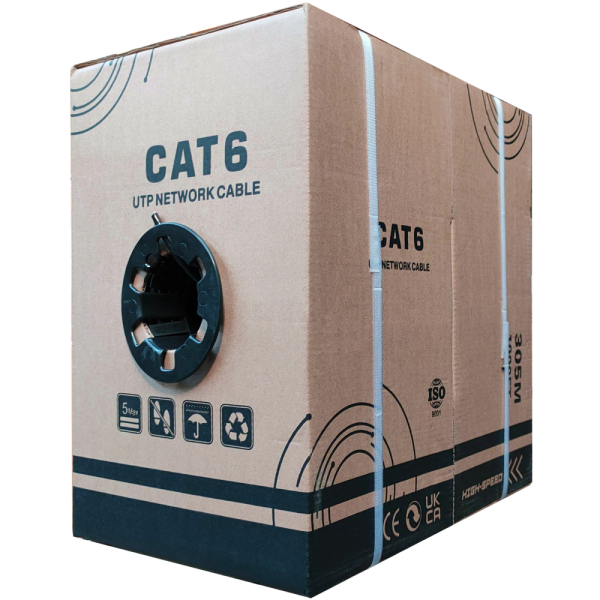 JUSTOP CAT6 305M RJ45 UTP CCA Network Ethernet Patch Cable 23AWG PE Black in Pull Box