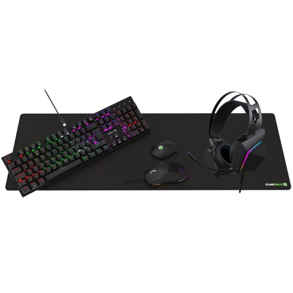 GameMax Pulse 4-in-1 USB Mechanical Keyboard Mouse Headset And Mouse Pad Combo Kit