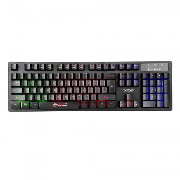 Marvo Scorpion K616A Gaming Keyboard, 3 Colour LED Backlit, USB 2.0, Frameless and Compact Design with Multi-Media and Anti-ghosting Keys, UK Layout
