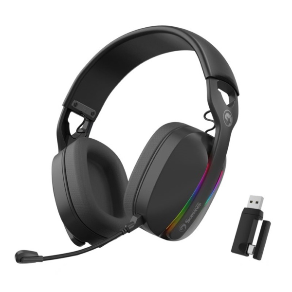 Marvo Scorpion HG9086W Gaming Headphones, Tri-Mode Connection, 2.4GHz Wireless, BT 5.3 or Wired, Stereo Sound, RGB