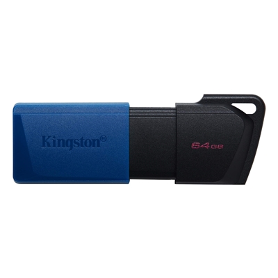 Kingston DataTraveler ExodiaM DTXM/64 GB USB Flash Drive, 64 GB, USB 3.2, Blue / Black, Moving Cap Design