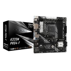 Asrock A320M PRO4-F, AMD A320, AM4, Micro ATX, 4 DDR4, VGA, DVI, HDMI, M.2