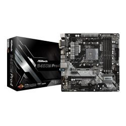 Asrock B450M PRO4, AMD B450, AM4, Micro ATX, 4 DDR4, XFire, VGA, DVI, HDMI, M.2