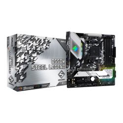 Asrock B550M STEEL LEGEND, AMD B550, AM4, Micro ATX, 4 DDR4, HDMI, DP, XFire, 2.5GB LAN, PCIe4, RGB Lighting, M.2