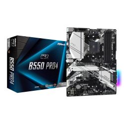 Asrock B550 PRO4, AMD B550, AM4, ATX, 4 DDR4, VGA, HDMI, XFire, PCIe4, RGB Lighting, M.2