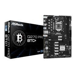 Asrock Q270 PRO BTC+ Mining Board, Intel Q270, 1151, ATX, DDR4, HDMI, 1x PCIe 3.0 x16, 12x PCIe 3.0 x1, M.2, Power On/Reset Button