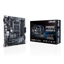 Asus PRIME A320M-A, AMD A320, AM4, Micro ATX, 4 DDR4, VGA, DVI, HDMI, M.2, RAID, LED Lighting