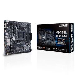 Asus PRIME A320M-K, AMD A320, AM4, Micro ATX, 2 DDR4, VGA, HDMI, RAID, LED Lighting, M.2