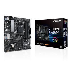 Asus PRIME A520M-A II, AMD A520, AM4, Micro ATX, 4 DDR4, VGA, HDMI, DP, M.2