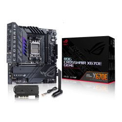 Asus ROG CROSSHAIR X670E GENE, AMD X670, AM5, Micro ATX, 2 DDR5, 2 USB4, Wi-Fi 6E, 2.5G LAN, PD 3.0 60W, PCIe5, RGB, 3x M.2