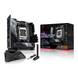 Asus ROG STRIX X670E-I GAMING WIFI, AMD X670, AM5, Mini ITX, 2 DDR5, HDMI, 2 USB4, Wi-Fi 6E, 2.5G LAN, PCIe5, RGB, 2x M.2, ROG Strix Hive & FPS-II Card