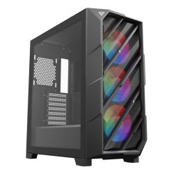 Antec DP503 Gaming Case w/ Glass Window, E-ATX, Slanted Bar Mesh Front, 3 ARGB Fans, RGB/PWM Controller, LED Control Button, USB-C