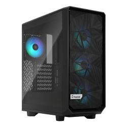 Fractal Design Meshify 2 Compact RGB (Black TG) Gaming Case w/ Light Tint Glass Window, ATX, Angular Mesh Front, 4 RGB Fans, RGB Controller, USB-C