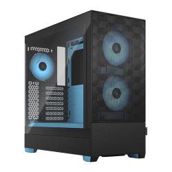 Fractal Design Pop Air RGB (Cyan Core TG) Gaming Case w/ Clear Glass Window, ATX, Hexagonal Mesh Front, Cyan Interior/Accents, 3 RGB Fans & ARGB Controller