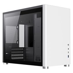 GameMax Spark White Gaming Cube Case w/ 2x Tempered Glass Windows, Micro ATX, Vertical Airflow, No Fans inc., USB-C, 400mm GPU Support