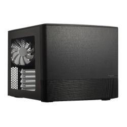 Fractal Design Node 804 (Black) Cube Case w/ Clear Window, Micro ATX, Brushed Al. Front, Optical Drive, 280mm Watercooling, 3 Fans, Fan Controller