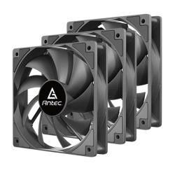 Antec P12 12cm PWM Case Fans x3, Black, 9 Blades, Hydraulic Bearing, Anti-Vibration, Up to 1400 RPM