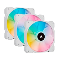 Corsair iCUE SP120 ELITE Performance 12cm PWM RGB Case Fans x3, 8 ARGB LEDs, Hydraulic Bearing, Lighting Node CORE Included, White