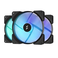 Fractal Design Aspect 14 14cm RGB PWM Case Fans x3, Rifle Bearing, Supports Chaining, Aerodynamic Stator Struts, 500-1700 RPM, Black Frame