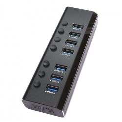 Spire External 7-Port USB 3.0 Hub, External Power, LED Indicators, Aluminium