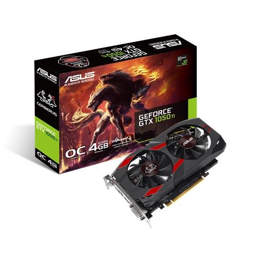 Asus Cerberus GTX1050 Ti OC, 4GB DDR5, PCIe3, DVI, HDMI, DP, 1455MHz Clock OC