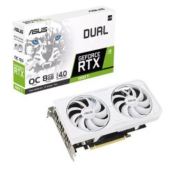 Asus DUAL RTX3060 Ti OC White, PCIe4, 8GB DDR6X, HDMI, 3 DP, 1710MHz Clock, Overclocked