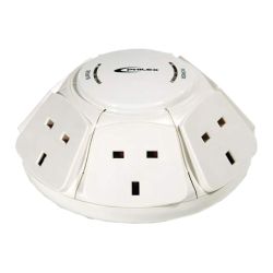 Philex PowerDome Multi Socket Extension Dome, 6-Way, 1M Cable, 13A, Surge Protected