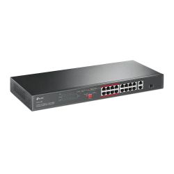 TP-LINK (TL-SL1218P) 16-Port 10/100Mbps + 2-Port GB Unmanaged Rackmount PoE+ Switch, Combo GB SFP Slot, 16-Port PoE+