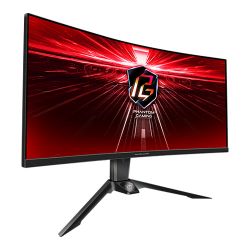 Asrock 34'' Phantom Gaming WQHD Curved Gaming Monitor (PG34WQ15R3A), 3440 x 1440, 1ms, 2 HDMI, DP, 165Hz, HDR 400, Wi-Fi Antenna, Mini-OLED Screen, RGB, VESA