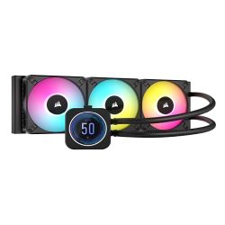 Corsair H150i ELITE LCD XT 360mm RGB Liquid CPU Cooler, AF120 RGB ELITE Fans, Personalised LCD Screen, iCUE Controller Included, Black