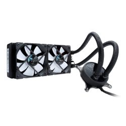 Fractal Design Celsius S24 240mm Liquid CPU Cooler, 2 x 12cm PWM Fans, Intelligent Temp-Control, Fan Hub, G 1/4'' Thread, Black & White