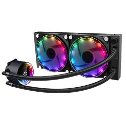 GameMax Ice Chill 240mm ARGB Liquid CPU Cooler, 2x 12cm ARGB Fans, Infinity Mirror RGB Pump Head