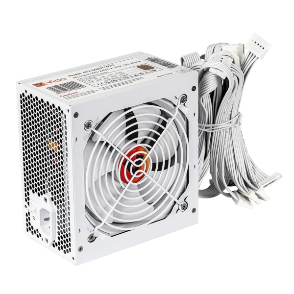 Vida Pro White 500W ATX PSU, 80 Plus Bronze, Fluid Dynamic Ultra-Quiet Fan, PCIe, Flat White Cables